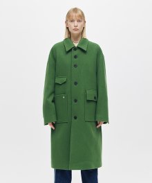 FELT POCKET BALMACAAN COAT GREEN