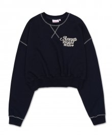 SIGNATURE LOGO CROP SWEATSHIRT NAVY