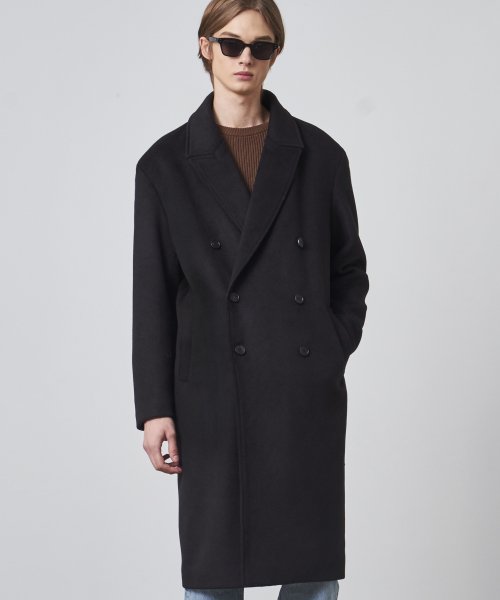 MUSINSA | DWS COMPANY Overfit Wool Double Coat (Black)