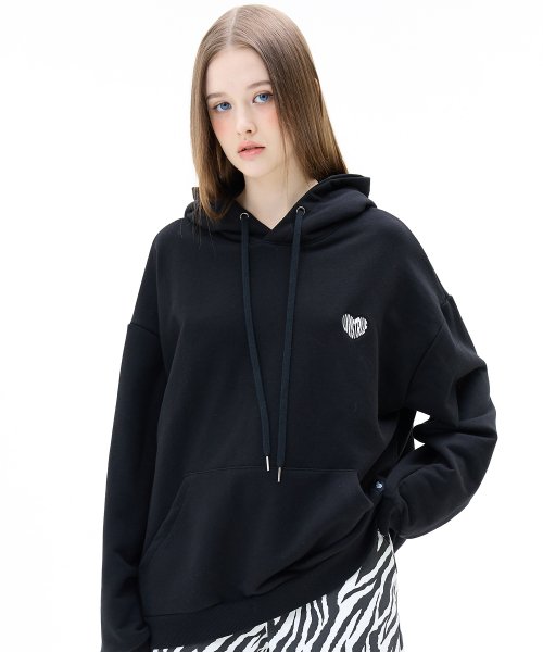 MUSINSA | LUV IS TRUE MZ LOGO WAPPEN HOODIE (BLACK)