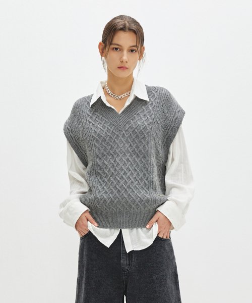 Buy Threadbare Grey V-Neck Cable Knit Vest from Next Malta