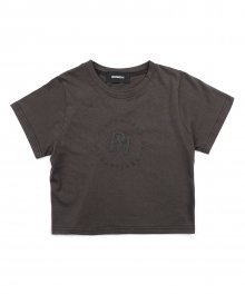 CIRCLE LOGO STITCH CROP TEE (CHARCOAL)