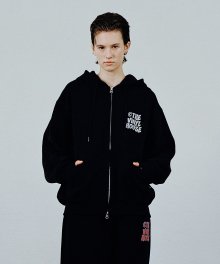 LOGO ZIP UP HOODIE BLACK