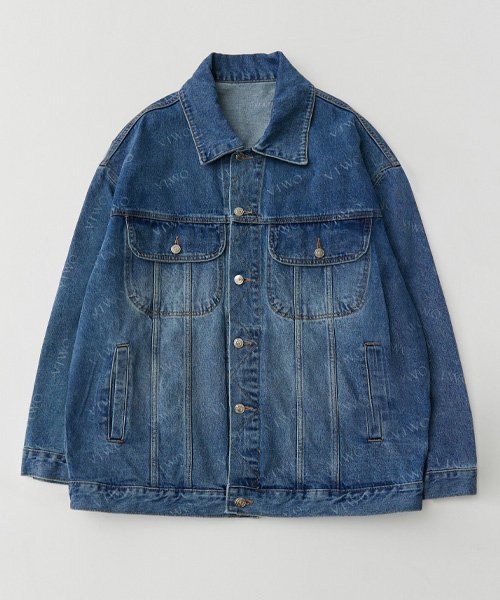 Джинсовка оверсайз с логотипом Washed Denim_Blue