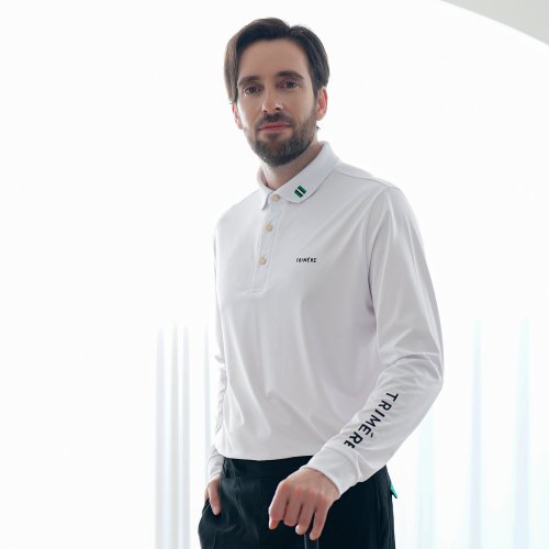 Базовое поло с длинным рукавом MAN WHITE