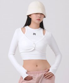 OFFICIAL CARDIGAN SLEEVELESS SET UP (WHITE)