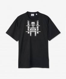 남성 오버사이즈 로고 프린트 반소매 티셔츠 - 블랙 / 8051398
