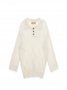 CABLE ROUGH KNIT PULLOVER IN IVORY