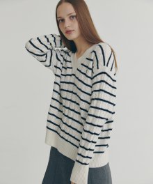 [22FW clove] French Striped Knit (Ivory)