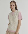[22FW clove] Cable Wool V-Neck Vest (Ivory)