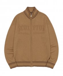 Varsity Zip-up Sweater Caramel