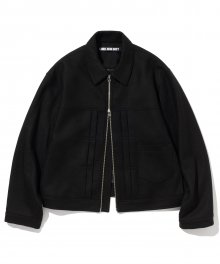 wool zip up trucker jacket black