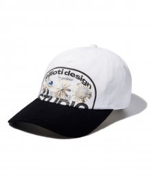 Metal Flower 5 Panel Cap_White