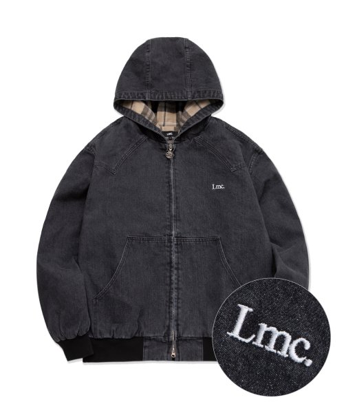 LMC PLAID DENIM HOODIE JACKET black 