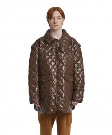 Detachable Sleeves Quilted Jacket_Brown
