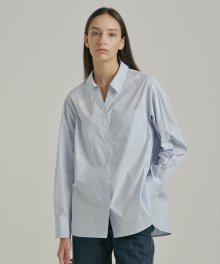 Open Collared Cotton Shirt_SKY BLUE