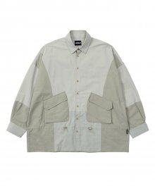 Nylon String Oversized Shirt [LIGHT GREY]
