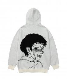 Crying Boy Cotton Knit Hoodie [IVORY]