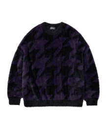 Houndstooth Check Oversized Sweater [PURPLE]