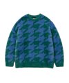 Houndstooth Check Oversized Sweater [GREEN]