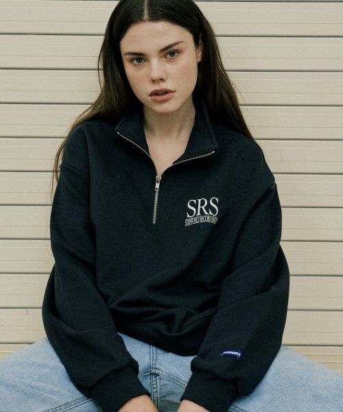 SRS LOGO HALF ZIP-UP SWEATSHIRTS (NAVY)