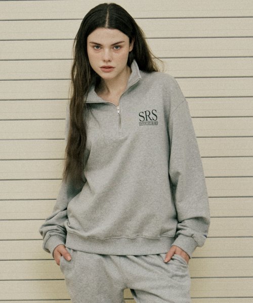 SRS LOGO HALF ZIP-UP SWEATSHIRTS (MELANGE GREY)