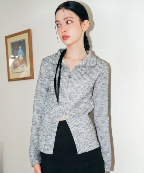 MUSINSA | NASTY FANCY CLUB [NF] Navid Full zip Cardigan (MELANGE  GRAY)_F22ZA922