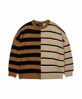 Stripe Mixed Knit Sweater [CAMEL]