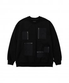 Purposeful Pockets Oversized Sweatshirt [BLACK]
