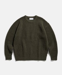 Heavyweight Waffle Knit Sweater Olive