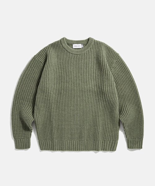 Heavyweight Waffle Knit Sweater Oil 