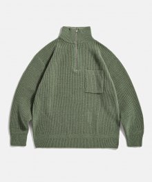 Miller Quater Zip Sweater Oil Green