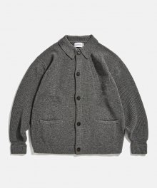 Miller Collar Heavyweight Cardigan Grey