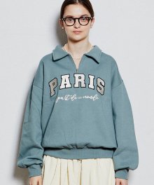 [RRxCB] Paris Univ Half zip-up Sweatshirts Sage Green