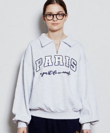 [RRxCB] Paris Univ Half zip-up Sweatshirts White Melange