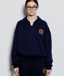 [RRxCB] Emblem Collar Sweatshirt Navy
