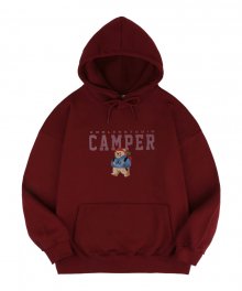 Camper Bear 남여공용 오버핏 후드 티셔츠 AHP903 (버건디)
