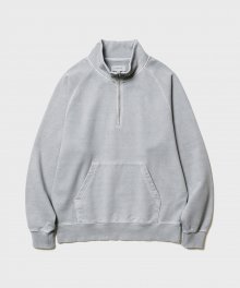 GARMENT DYED HALF ZIP UP SWEATSHIRT (LIGHT GREY)