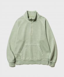 GARMENT DYED HALF ZIP UP SWEATSHIRT (LIGHT GREEN)