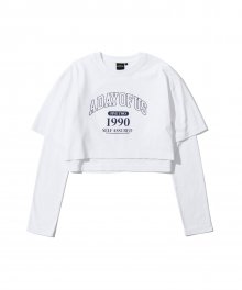 A DAY OF US LAYERED CROP T-SHIRT [WHITE]