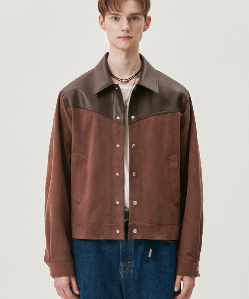 MUSINSA | ドフジェーソン Vegan Leather Suede Western Jacket BROWN