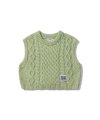 MIXED CABLE CROP KNIT VEST [OLIVE]