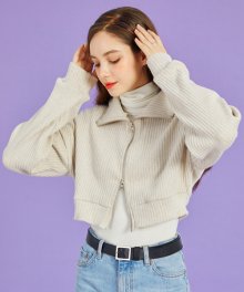 [기모] WOMEN 크롭 니트 집업 맥시 숏 가디건 [오트밀] MX 긴팔 카라 스웨터 ver.