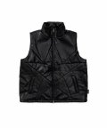 Star Vegan Leather Puffer Vest [BLACK]