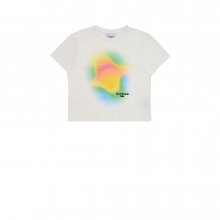 RAINBOW GRADATION ARTWORK CROP TOP SHORT SLEEVE T-SHIRT CREAM