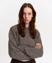 WOMENS CREW-NECK SWEATER (MIXED BROWN)