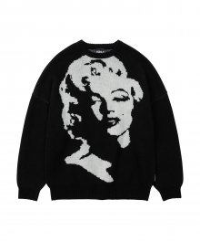 MM Face Wool Knit Sweater [BLACK]