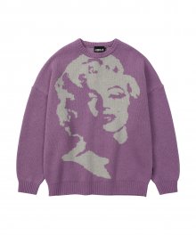 MM Face Wool Knit Sweater [PURPLE]