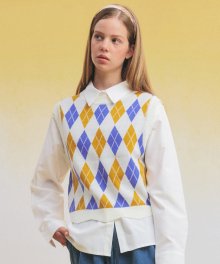 Fruity Argyle Knit Vest(CREAM)