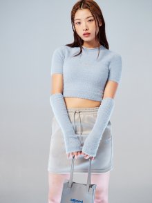 Women warmer set half sleeve knit_Light blue